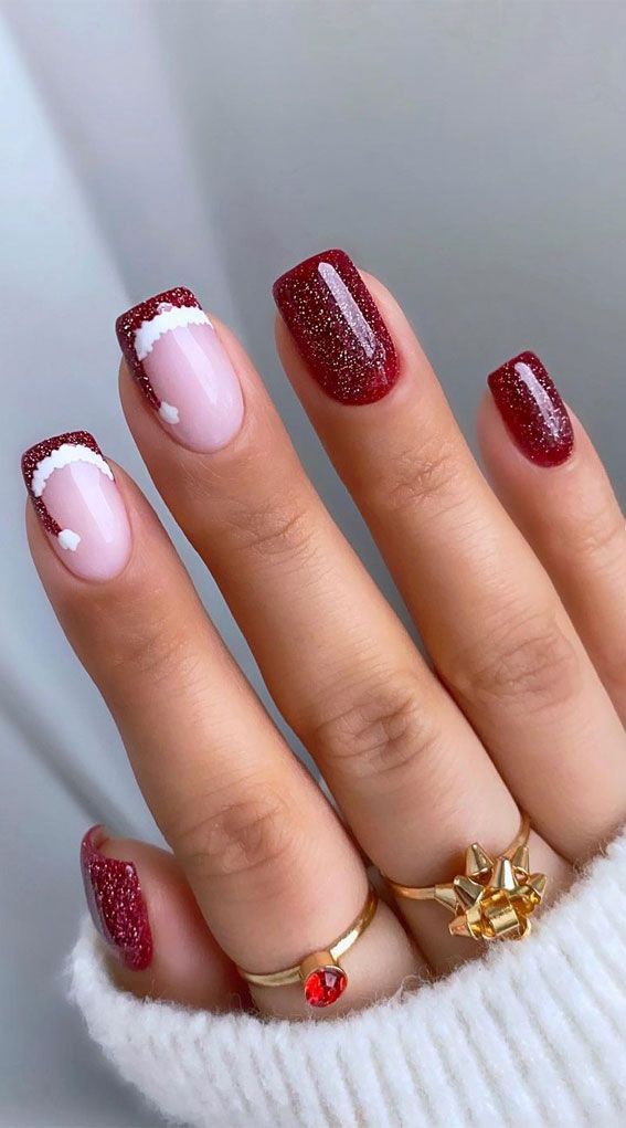 Christmas Gel Nails, Her Nails, Cute Gel Nails, Christmas Nails Acrylic, Xmas Nails, Short Acrylic Nails, Holiday Nails, Trendy Nails, Winter Nails