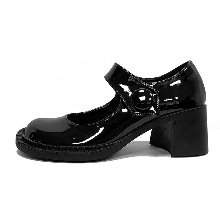 TAVIMART - Mary Jane Shoes Women's Single Shoes Retro Round Toe JK Japanese Leather Shoes Thick Heels Lolita Women's High Heels Black Mary Jane Heels With Pointed Toe, Black Round Toe Heels For Office, Black Ankle Strap Mary Jane Heels, Black Closed Toe Mary Jane Heels, Black Pointed Toe Mary Jane Heels, Platform Mary Jane Heels In Patent Leather, Patent Leather Platform Mary Janes With Pointed Toe, Pointed Toe Platform Mary Janes In Patent Leather, Mary Jane Platform Heels In Patent Leather