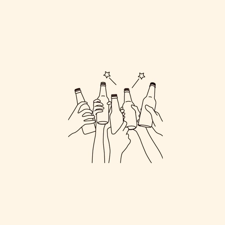 four people toasting with beer bottles in their hands, while the other hand is holding a sparkler