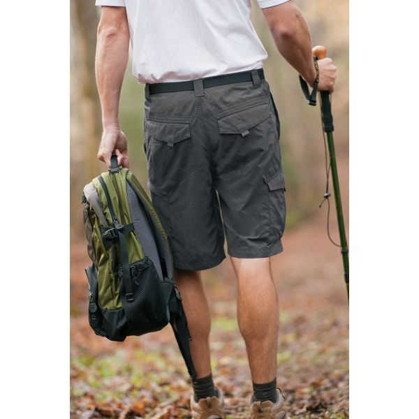 These lightweight, durable Columbia Silver Ridge Cargo Shorts for Men boast Omni-Shade UPF 50 sun protection and Omni-Wick advanced evaporation to keep you cool and dry. The side-elastic waistband inserts and gusset detail enhance comfort and mobility. These men's cargo shorts also come with a cloth belt. The shorts feature 6 pockets, including 2 cargo pockets, to provide abundant storage. Columbia Silver Ridge Cargo Shorts are made from 100% nylon ripstop and recycled 57% polyester/43% polyeste Gray Bottoms With Functional Pockets For Outdoor, Gray Breathable Outdoor Bottoms, Gray Breathable Bottoms For Outdoor, Waterproof Nylon Shorts For Outdoor, Waterproof Functional Shorts For Outdoor Activities, Breathable Outdoor Bottoms, Breathable Functional Bottoms For Outdoor, Waterproof Short Bottoms For Outdoor, Practical Short Bottoms For Outdoor