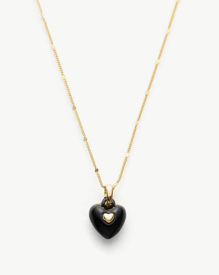 ▼Description The pendant for romantic motifs is reflected in this 18kt gold necklace featuring a heart. Heart Pendant Necklace is handcrafted with an extra adjustable cable chain to personalize the length. ◄Details Colour: Black, White, Platinum White, PinkComposition: 18 kt gold brass/ agate18 kt gold chainHeart clasp fastening ◄Size & Fit Chain length : 46cm-52cmPendant size:1*1.2cmExtra length chain: 6cm Adjustable length ◄Shipping Information Free delivery on orders $150 and above. All order Necklace C, Diamond Charm, Gold Brass, Black Heart, Heart Pendant Necklace, A Heart, Cable Chain, Pearl Beads, Chain Lengths