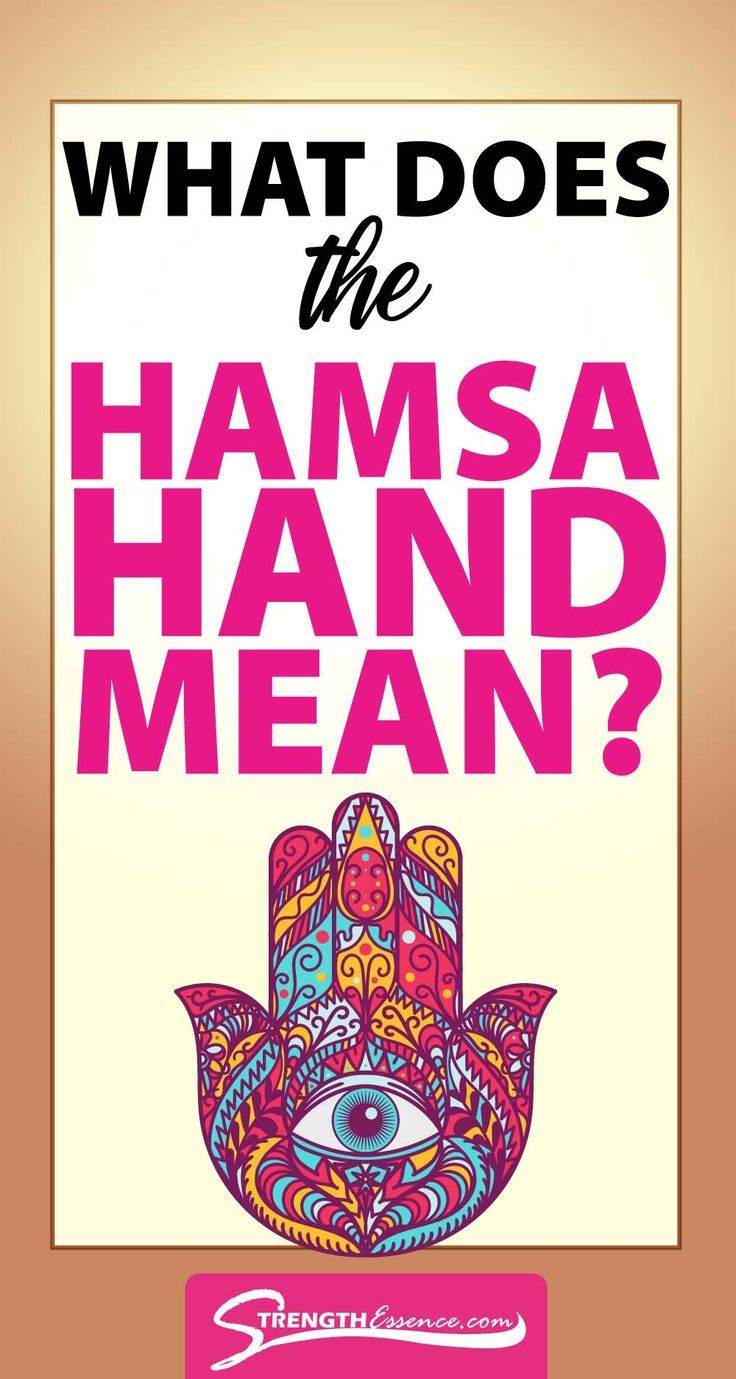 hamsa hand symbol graphic with what does the hamsa hand mean? text overlay