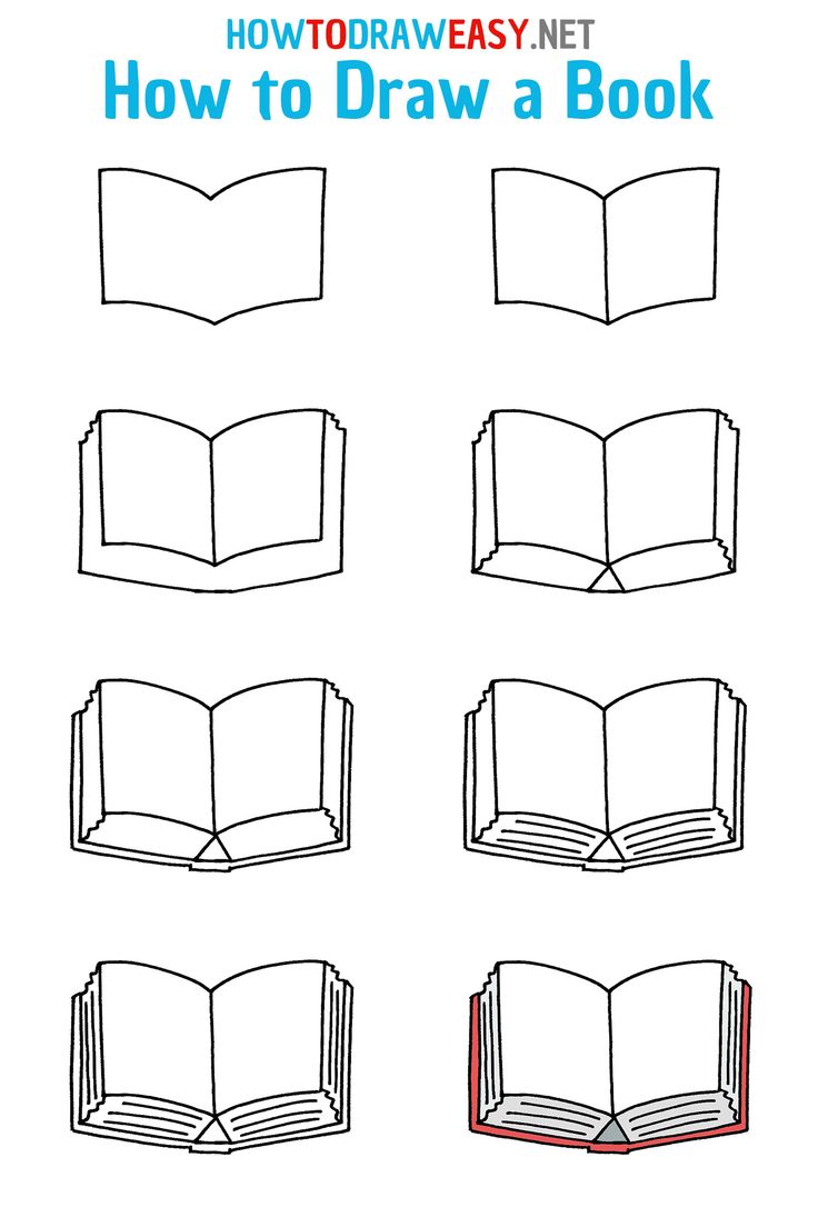 how to draw a book step by step