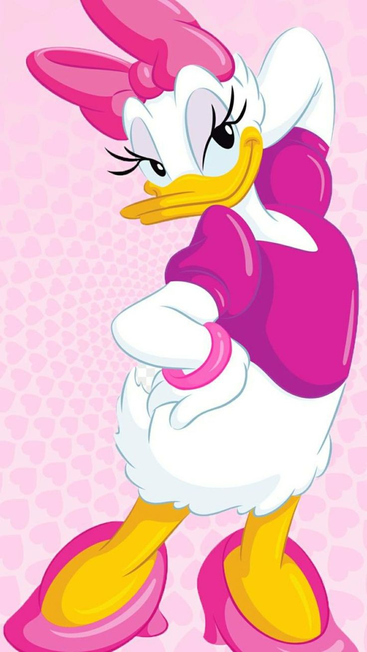 an image of a cartoon duck with pink hair