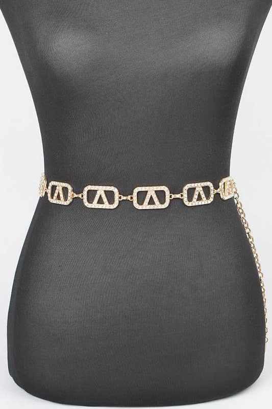 Complete your outfit with our Plus Size Rhinestone Logo Chain Belt. The sparkling rhinestones and sleek chain design not only add a touch of elegance but also provide comfortable support. Perfect for accessorizing your favorite dress or jeans, this belt is a must-have for any stylish plus size wardrobe. Plus Size / AdjustableWidth - 1"Length - 57.5"Composition - Rhinestone, MetalLead & Nickel Compliant Chic Gold-tone Chain Belt For Party, Gold Rhinestone Chain Belt For Party, Gold Chain Belt Plus Size, Rhinestone Chain Belt, Elegant Luxury Gold-tone Chain Belt, Chain Belt, Stylish Plus, Fashion Socks, Fashion Sale