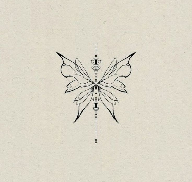 a black and white drawing of a butterfly