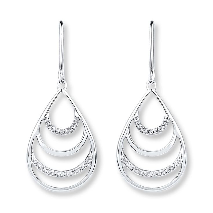 Teardrop Earrings Sterling Silver | Womens Earrings | Earrings | Kay Modern White Gold Teardrop Earrings, White Gold Teardrop Chandelier Earrings, White Gold Teardrop Chandelier Earrings Fine Jewelry, Modern Sterling Silver Pear-shaped Earrings, Modern Sterling Silver Pear-shaped Jewelry, Modern Pear-shaped Sterling Silver Jewelry, Modern White Teardrop Diamond Earrings, Elegant Teardrop Sterling Silver Hoop Earrings, Modern Dangle Teardrop Earrings For Anniversary