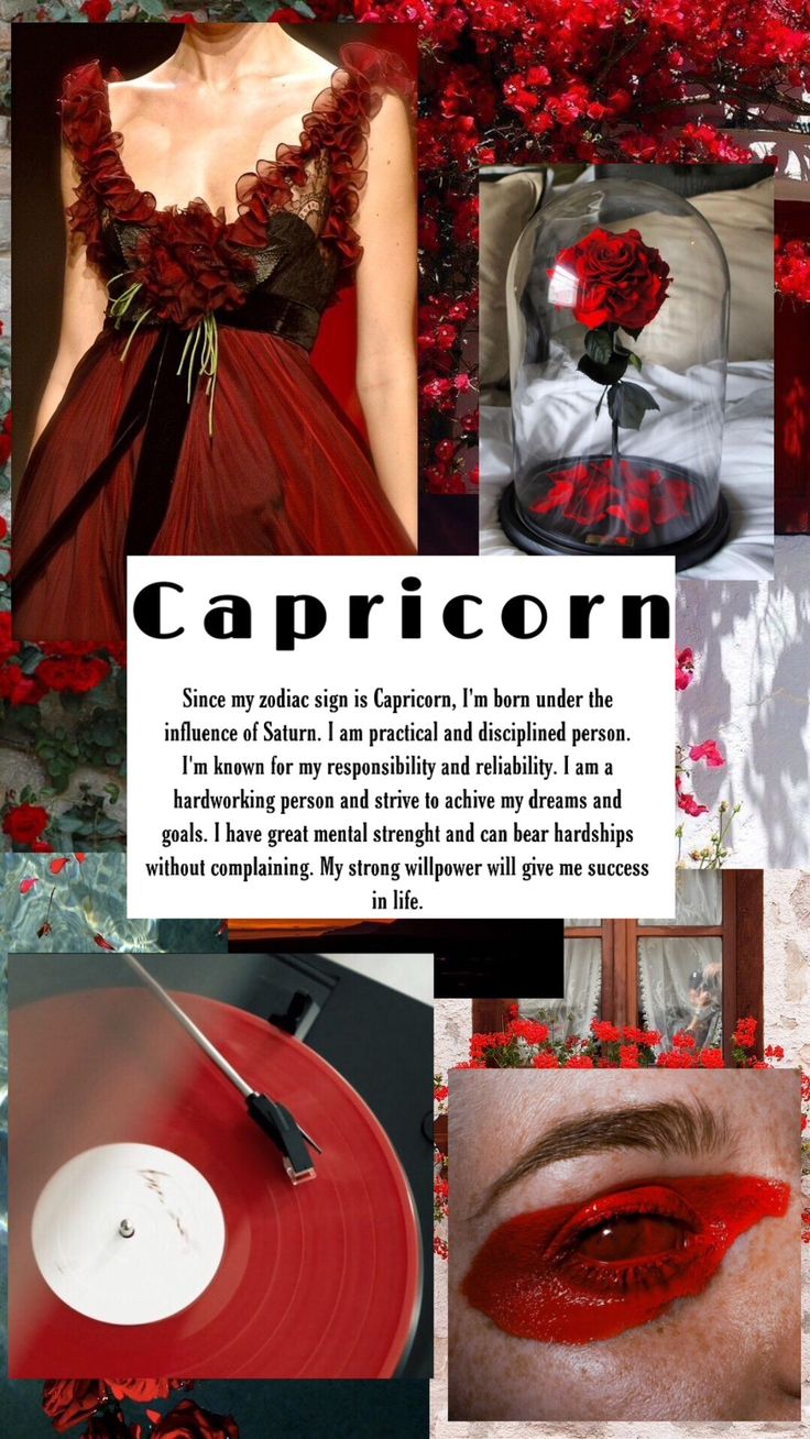 a collage of photos with red flowers and text that says capricon on it