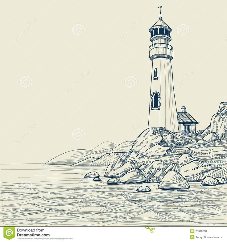 a lighthouse on top of a rock in the ocean with rocks and water around it