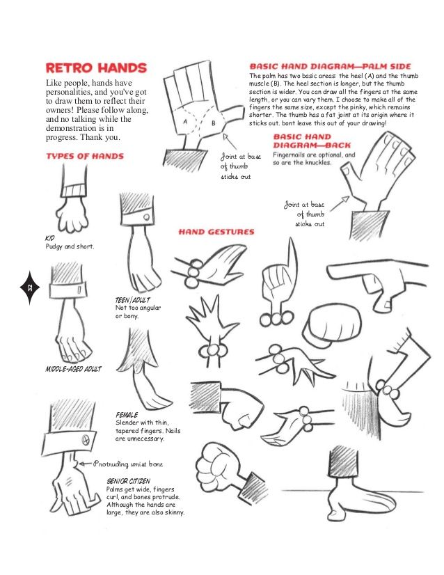 an instruction manual for how to draw hands