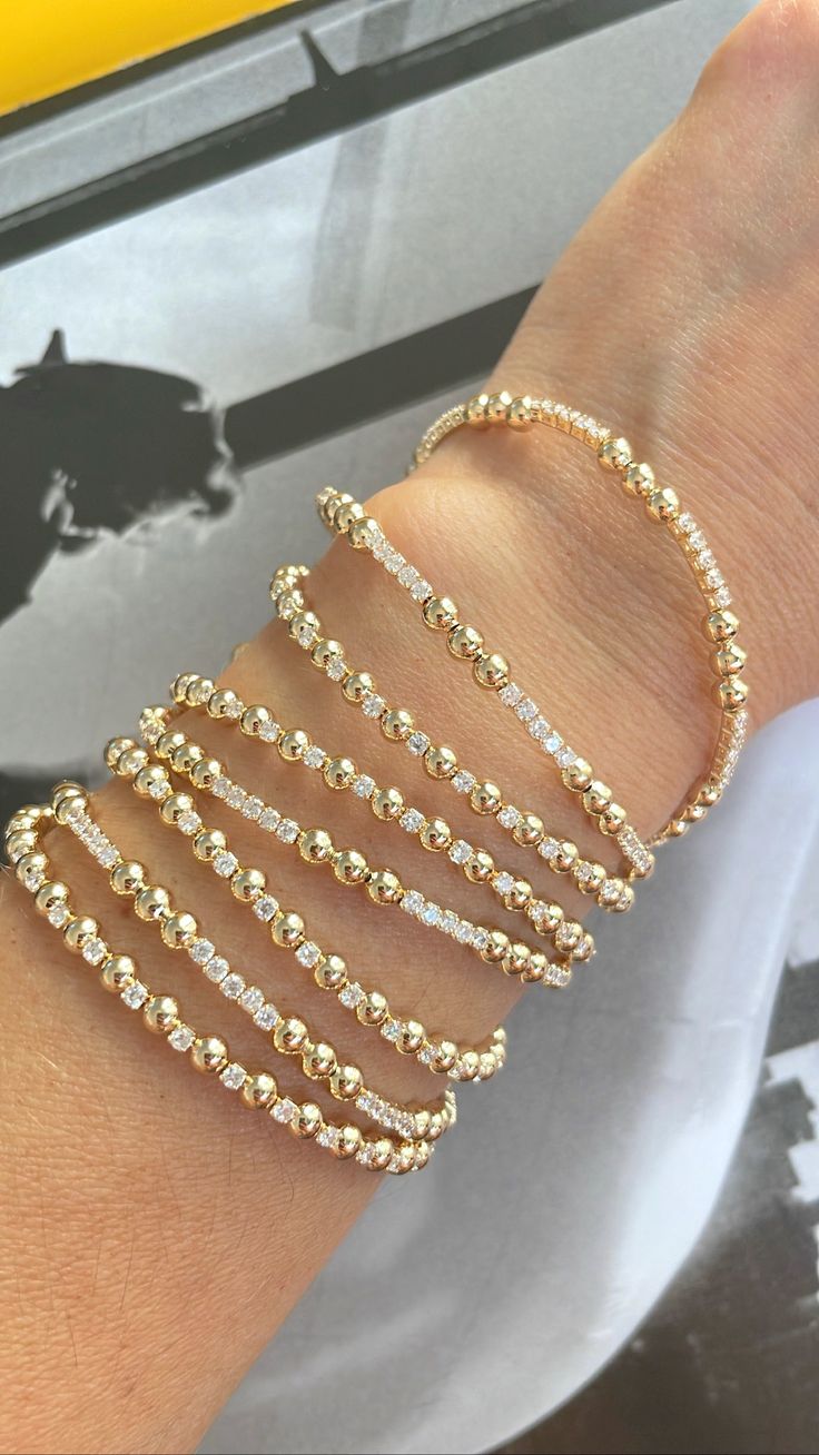 • zircon • gold filled • bracelet Gold Filled Beaded Bracelets, Pretty Stacks, Beaded Bracelet Stack, Gold Bracelets Stacked, Bracelet Stacks, Bracelet Inspo, Preppy Jewelry, Artisan Bracelets, Jewelry Tattoo