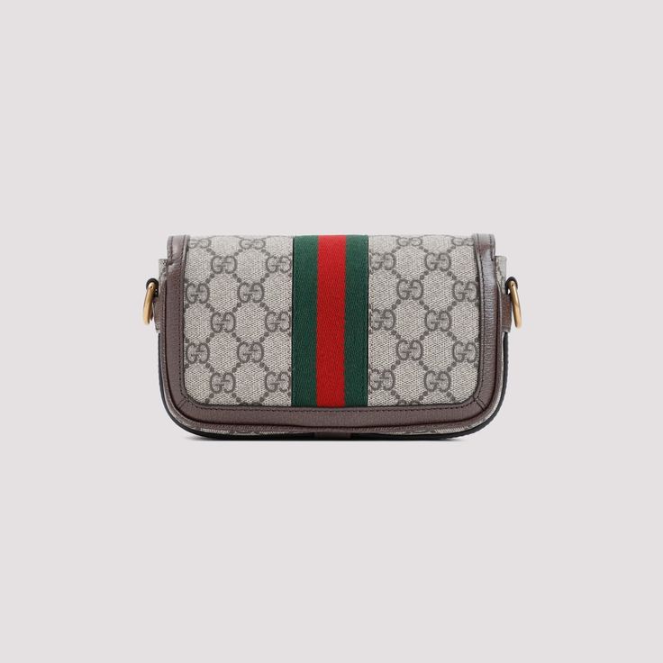 Gg Supreme Super Mini Bag Cheap Gucci, Grey Shoulder Bag, Red Web, Guccio Gucci, Saint Laurent Shoes, Green And Red, Pocket Bag, Metal Logo, Gucci Men