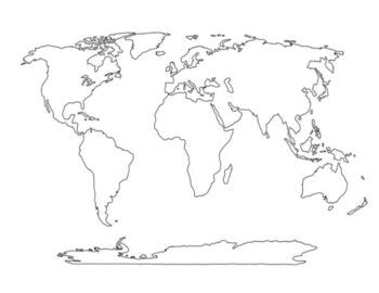 an outline map of the world on a white background