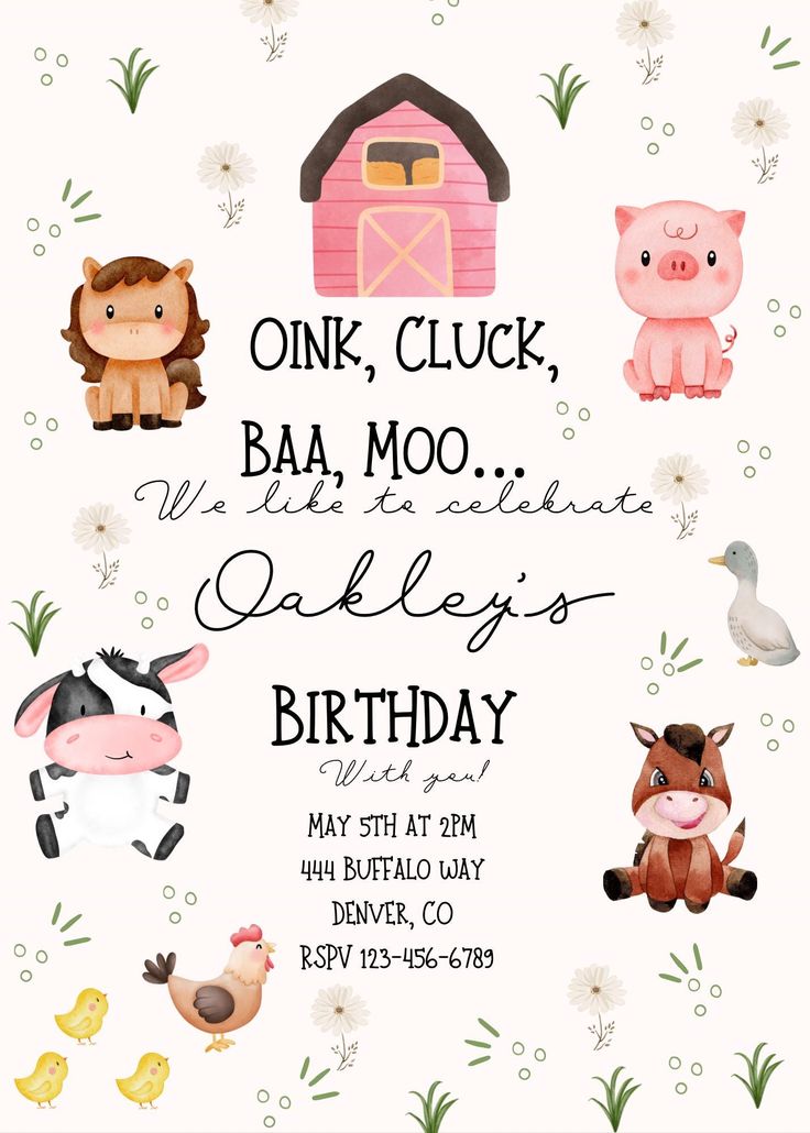 an animal themed birthday party with farm animals