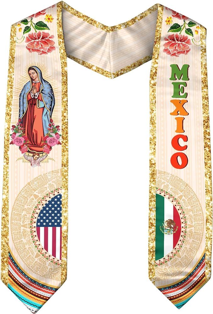 the mexican flag has been decorated with an image of our lady of guadalupe on it