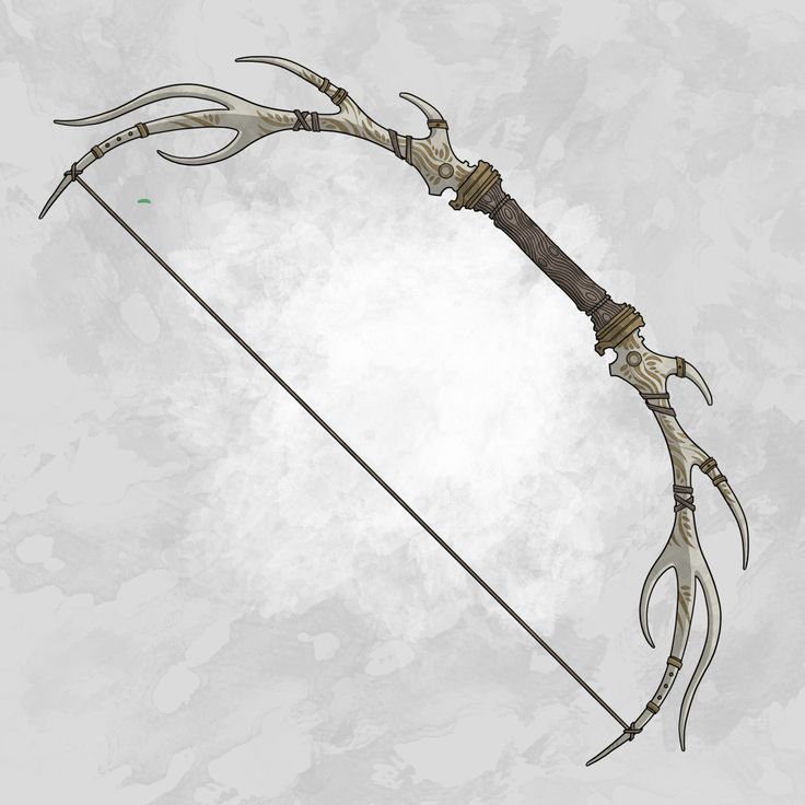 the bow is made out of metal and has horns on each side, with arrows pointing up