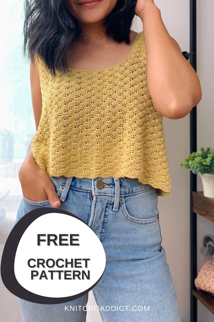 crochet tank top made from 2 separate pieces and then sewn together Crochet Tank Top Free, Crochet Top Outfit, Crochet Crop Top Pattern, Crochet Ladies Tops, Crochet Tops Free Patterns, Crochet Summer Tops, Crochet Tank Top, Crochet Tank, Crochet Shirt