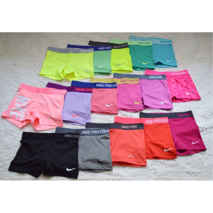 I wish I had this many i love them all!!! Nike Pro Shorts All Colors, Nike Pros Different Colors, Old Nike Pro Shorts, Nike Pro Shorts Colors, Nike Pros Colors, Nike Pro Collection Aesthetic, Nike Sets Women, Nike Pros Collection, Old Nike Pros