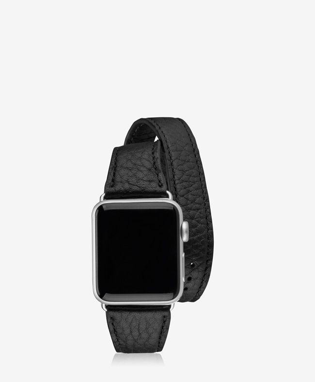 Modern Double Band Bracelet Watch Strap, Modern Adjustable Leather Strap Watch Bands, Classic Leather Watch Bands With Palladium Hardware, Rectangular Leather Apple Watch Band, Adjustable Silver Leather Watch Accessories, Leather Rectangular Apple Watch Band, Timeless Adjustable Leather Watch Band, Adjustable Timeless Bracelet Strap Watch Band, Silver Apple Watch Band With Adjustable Leather Strap