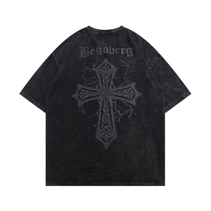 Vintage Wash Distressed Cross Oversized Balck Graphic Tee  Material:100%Cotton  Style: Leisure, Oversized Size: S, M, L, XL, 2XL Color: Brown, Black  Occasion: Outdoor, Daily,  Vacation, 90s Grunge Aesthetic, Street Punk, T Shirt Oversize, Logo Pattern, Pop Rock, T Shirt Oversized, Pop Rocks, Retro Prints, Grunge Aesthetic