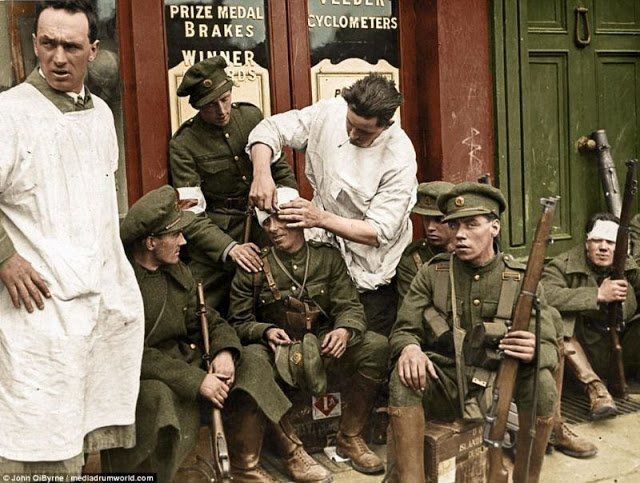 an old time photo shows men in uniforms