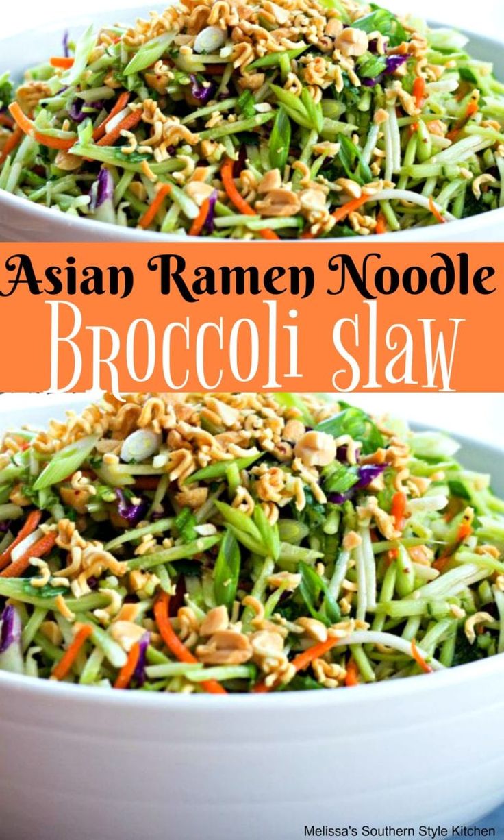 Slaw With Ramen Noodles, Ramen Noodle Slaw, Asian Ramen Noodle, Broccoli Slaw Salad, Asian Broccoli, Broccoli Slaw Recipes, Asian Ramen, Ramen Salad, Ramen Noodle Salad