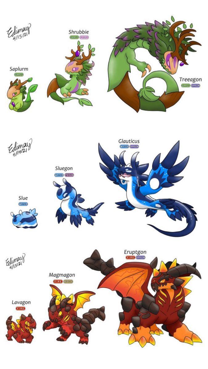 several different types of cartoon characters are depicted in this graphic art work, including the dragon and