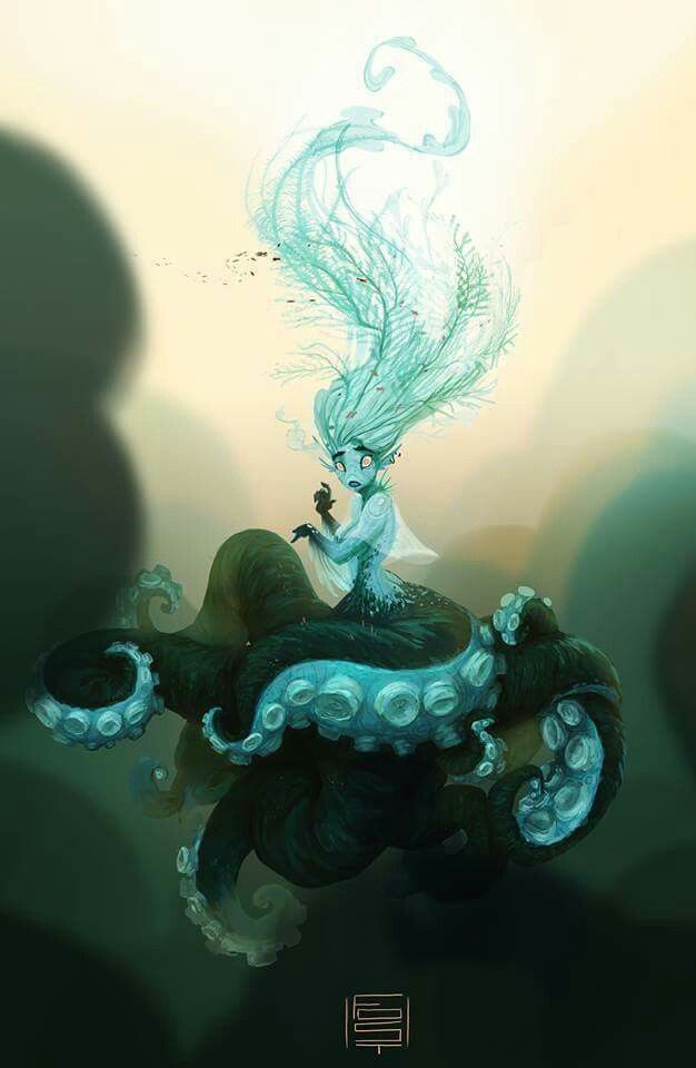 Faustine Dumontier I love the octopus tentacles on this mermaid. It's from the "mermay" challenge. #fantasy-art #mermaid Character Design Challenge, Mermaids And Mermen, Arte Inspo, Design Challenge, Mermaid Art, 판타지 아트, Fantasy Illustration, Drawing Challenge, Kraken