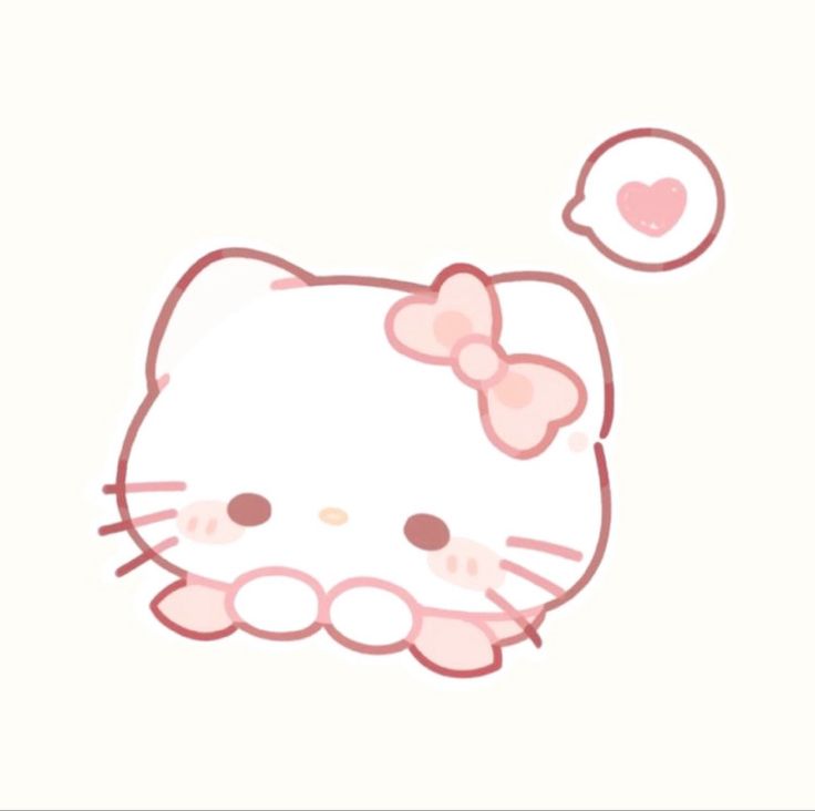 an image of a hello kitty with a heart on it's head and the words hello kitty written in pink