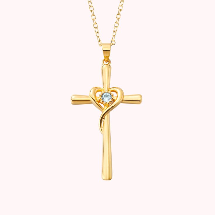 [Cross Pendant]:This necklace combines the elements of a heart and a cross. The love heart is wrapped around the cross, symbolizing love and faith, and a birthstone is inlaid in the middle, showing exquisiteness. You can freely choose the birthstone to personalize this necklace, representing the month your loved one was born. [High Quality Craftsmanship]:This durable necklace is available in brass and sterling silver. The pendant is well made and the birthstone is carefully selected with bright Cross Necklace With Birthstone For Gift, Cross-shaped Birthstone Necklaces As Gifts, Cross-shaped Birthstone Necklace For Gift, Mother's Day Cross Pendant Necklace, Spiritual Crucifix Cross Necklace For Anniversary, Cross Necklace For Mother's Day Gift, Mother's Day Gift Cross Necklace, Cross Necklaces For Birthday And Mother's Day, Cross Necklace For Mother's Day