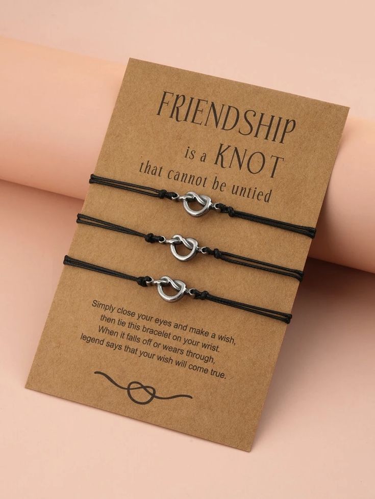 three bracelets with the words, friendship is a knot that cannot be united