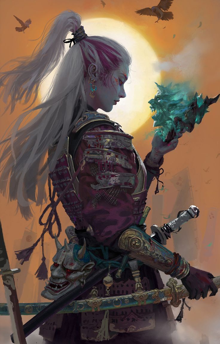 L5r Art, Ninja Photo, Female Samurai Art, Oni Samurai, Female Samurai, Elves Fantasy, Samurai Artwork, Female Character Concept, Samurai Art