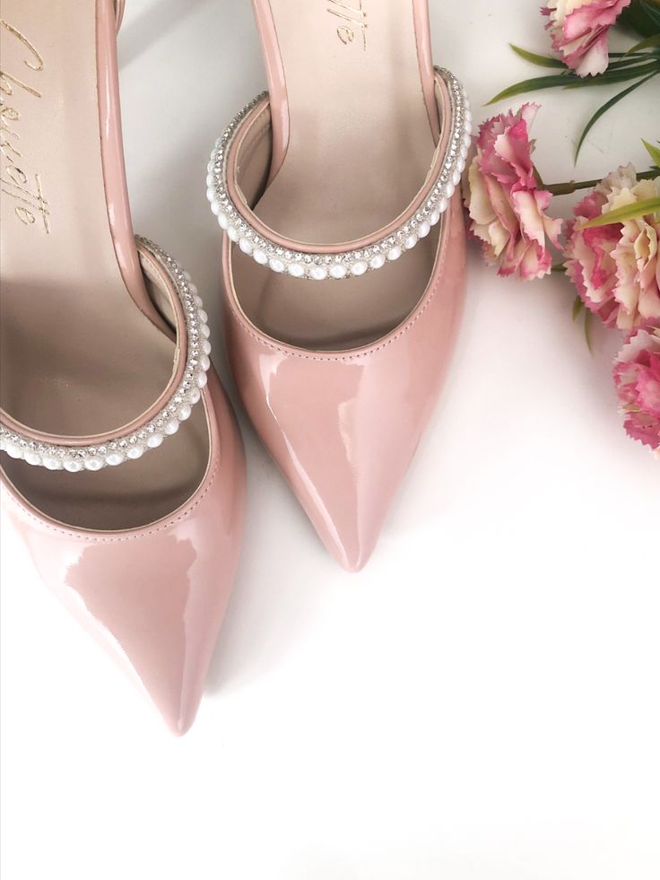 #weddingforward #wedding #bride ^#womenshoes #pumps #ankle strap #high heels #giftforher #Bridal Shoe #Stiletto #tulle shoes #Silvershoes #goldshoes #giftforher #womenforpumps #pinkshoes #pinkheels #pinkstillettos #transparentshoes #laceshoes #pearlshoes #pearl #blushpink Pink Wedding Shoes Low Heel, Bridal High Heels, Pink Bridal Shoes, Pink Stiletto Heels, Blush Wedding Shoes, Blush Pumps, Baby Pink Wedding, Pearl Wedding Shoes, Pink And White Weddings