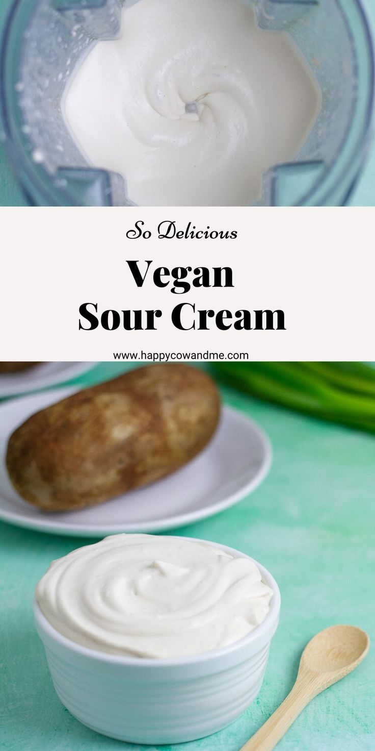 vegan sour cream in a bowl with spoon