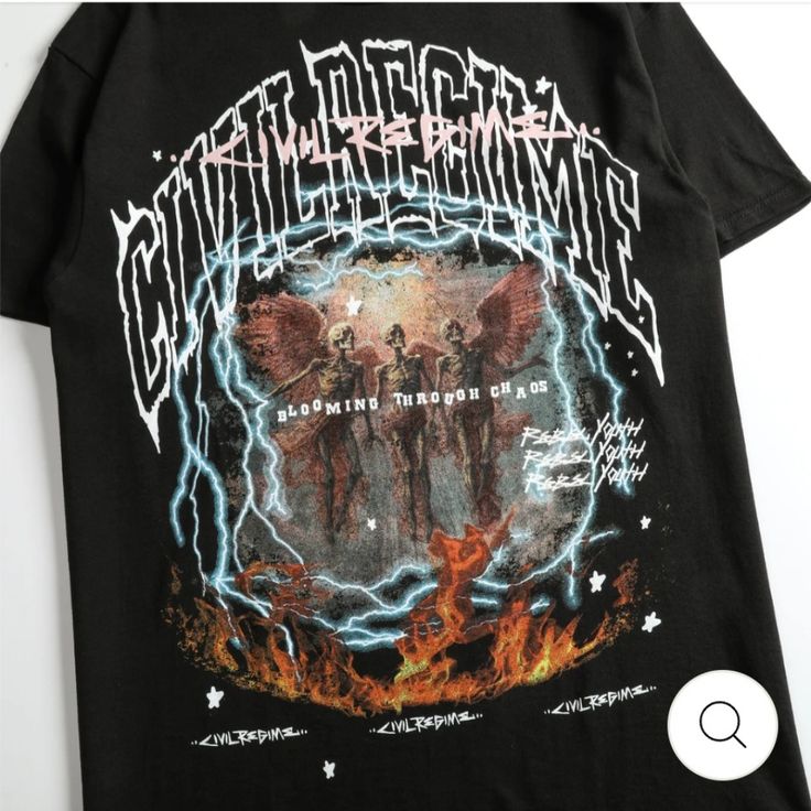 Civil Regime "Lightning Burns" Classic Tee Color : Black Sz : Xxl New With Tags & Sealed Bag (Please Read : My Shipping Is Usps And Its On The High Side Cause I Live In Hawaii So If You Decide Not To Get My Item Then Its Fine I Understand. The Item Is Brand New And From The Recent Drop That Sold Out In This Product. I Have The Item In Hand Ready To Be Shipped Out Asap. I Have Detailed Pictures From The Site And I Have Pictures Of The Item Sealed Which You See That You Will Be Receiving. If You H Civil Regime Clothing, Black T-shirt With Graffiti Print For Spring, Black Graffiti Print T-shirt For Spring, Spring Black T-shirt With Graffiti Print, Black Relaxed Fit Shirt With Graffiti Print, Black Halloween T-shirt With Graffiti Print, Black Halloween Graffiti Print T-shirt, Black Halloween Graffiti T-shirt, Black Edgy T-shirt With Graffiti Print