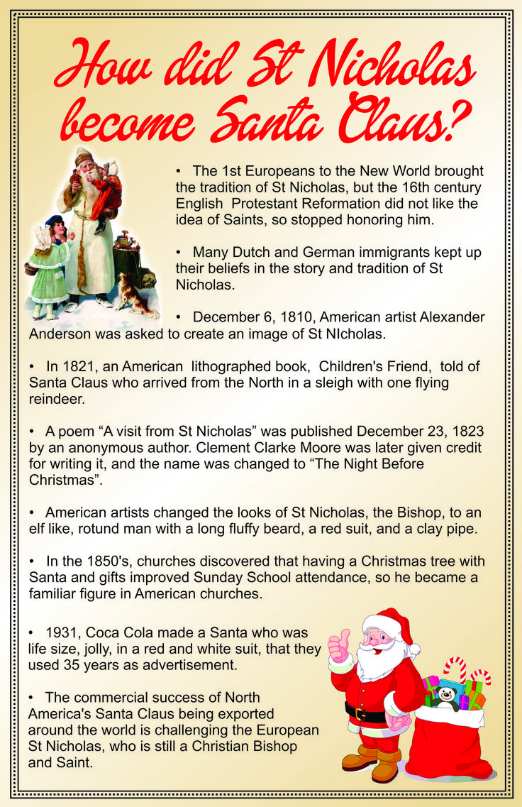 an advertisement for santa claus's christmas party, with the message how did st nicholas become santa claus?