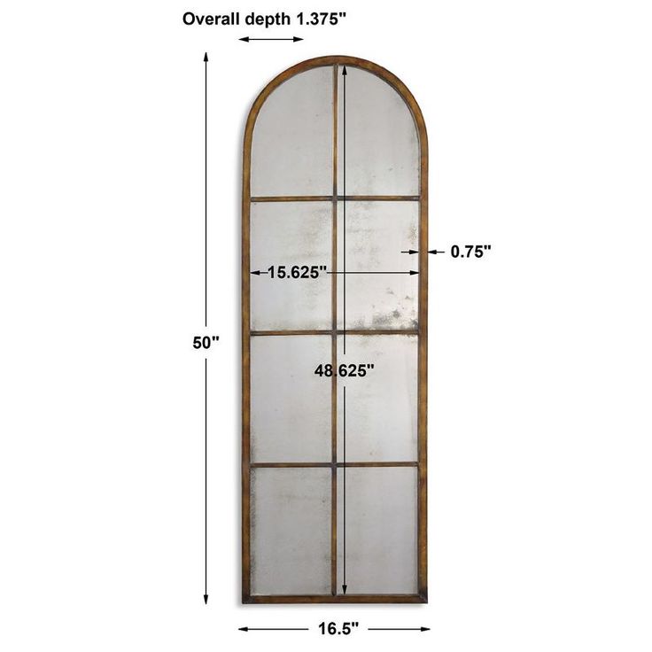 an arched window is shown with measurements