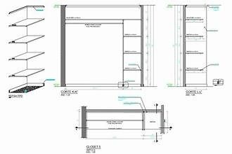 an architectural drawing shows the interior and exterior sections of a building, including two shelves