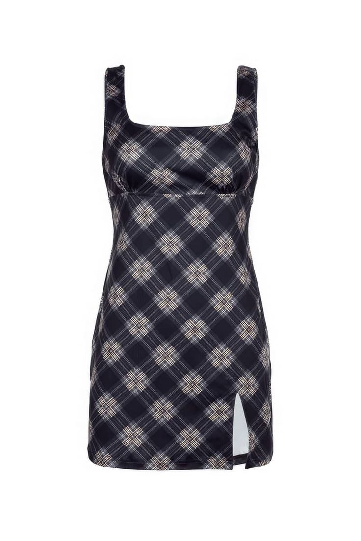 Checked Slit Open Back Dress – IFAUN Vintage Vacation, Street Y2k, Retro Girls, Bodycon Floral Dress, Mini Dresses Online, Open Back Dress, Dress Stores Online, Open Back Dresses, Crop Top Blouse