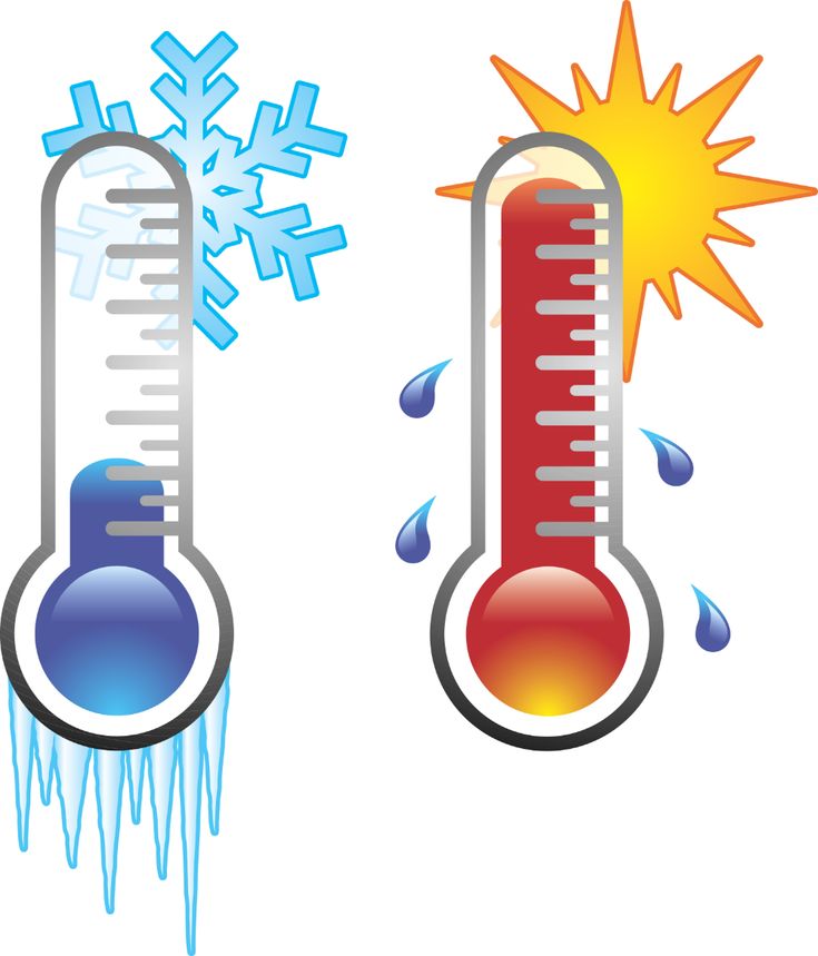 two thermometers with snowflakes on them, one is red and one is blue