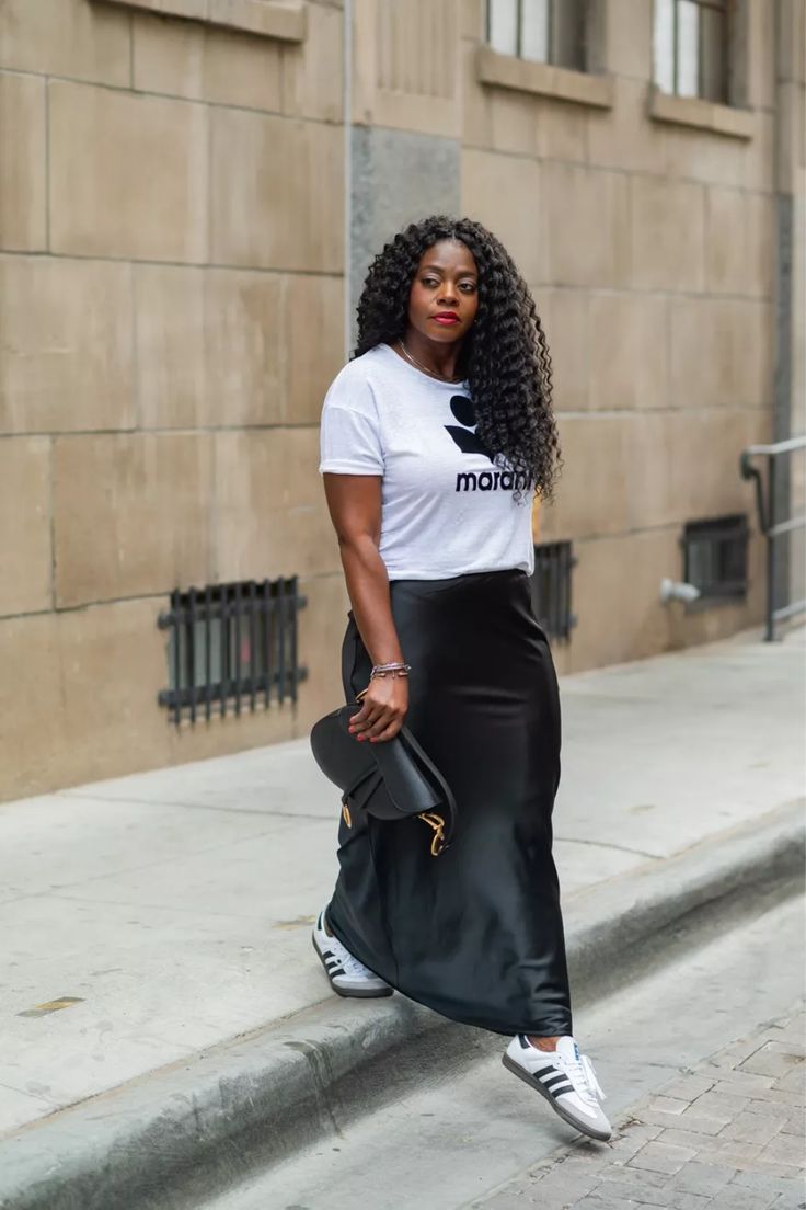 Sneaker meets satin in my latest look!👟✨ Check out how I'm rocking the trendy adidas Sambas with a satin skirt - it's a fusion of sporty and chic! These kicks have even made their way into my YouTube vids, and there's a new one dropping today! Hit the link in my bio for all the details. #SatinSneakerStyle #AdidasSamba #FashionFusion Addidas Shoes Samba Womens Outfit, Samba Xlg Outfits Women, How To Style Samba Women, How To Wear Sambas Women, Adidas Samba Outfit Black Woman, Outfits With Sambas Women, How To Style Sambas, Outfits With Adidas Samba, Skirt And Sambas