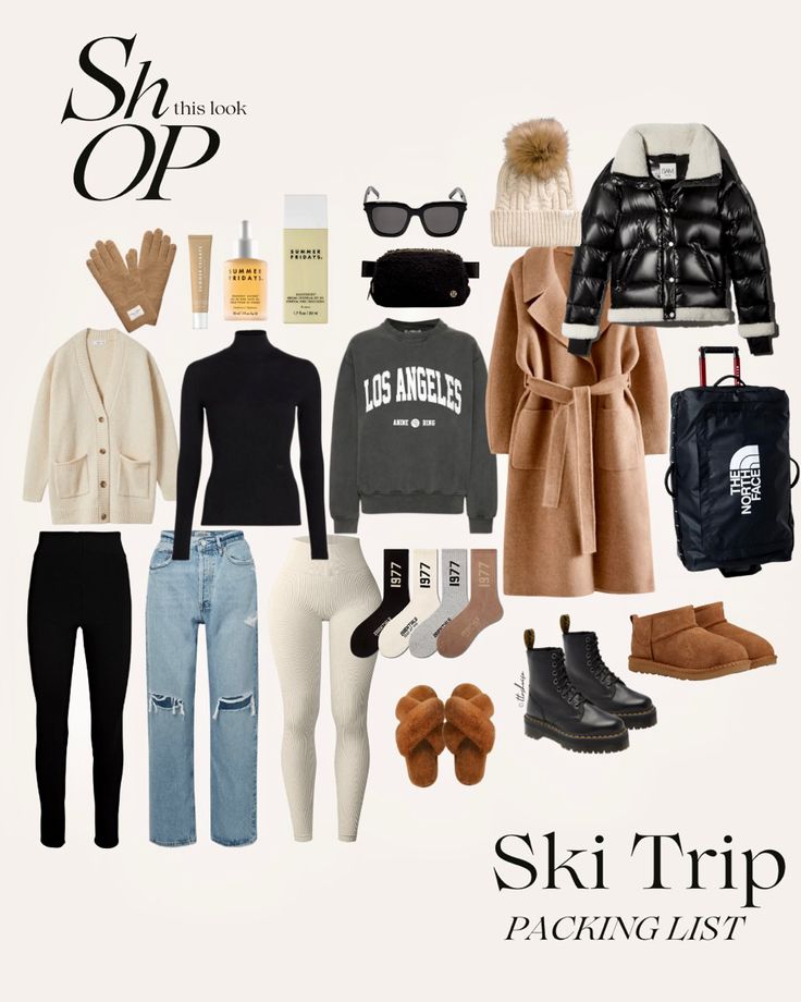 Weekend Mountain Trip Outfits, Aspen Trip Outfits, Ski Travel Outfit, Outfits For Vail Colorado Winter, Ski Holiday Packing List, Mountain Weekend Outfit Winter, Packing For Weekend Trip Winter, 2023 Ski Outfits, After Skiing Outfit