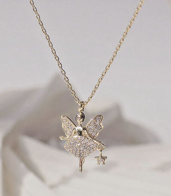 Beautiful gold fairy with wand necklace. Sparkles much more than picture depicts.  Adjustable from 16-18". Perfect for any occasion. Fairy Wands, Fairy Necklace, Costumes Ideas, Dress Indian, Cute Halloween Costumes, Fashion Jewelry Necklaces, Cute Halloween, Cotton Dress, Fashion Watches