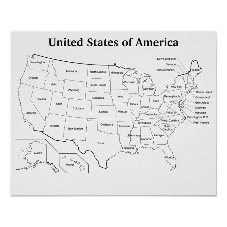 the united states of america map in black and white with all its capital cities on it