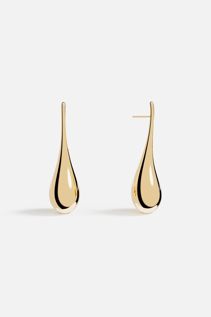 Long Drop Earrings - APM Monaco Teardrop Earrings With Polished Finish For Evenings, Evening Teardrop Earrings With Polished Finish, Evening Drop Earrings With Polished Finish, Timeless Teardrop Polished Earrings, Timeless Teardrop Earrings With Polished Finish, Gold Single Drop Earring In Modern Style, Formal Long Drop Jewelry With Polished Finish, Timeless Teardrop Tarnish-resistant Earrings, Polished Drop Earrings For Gift