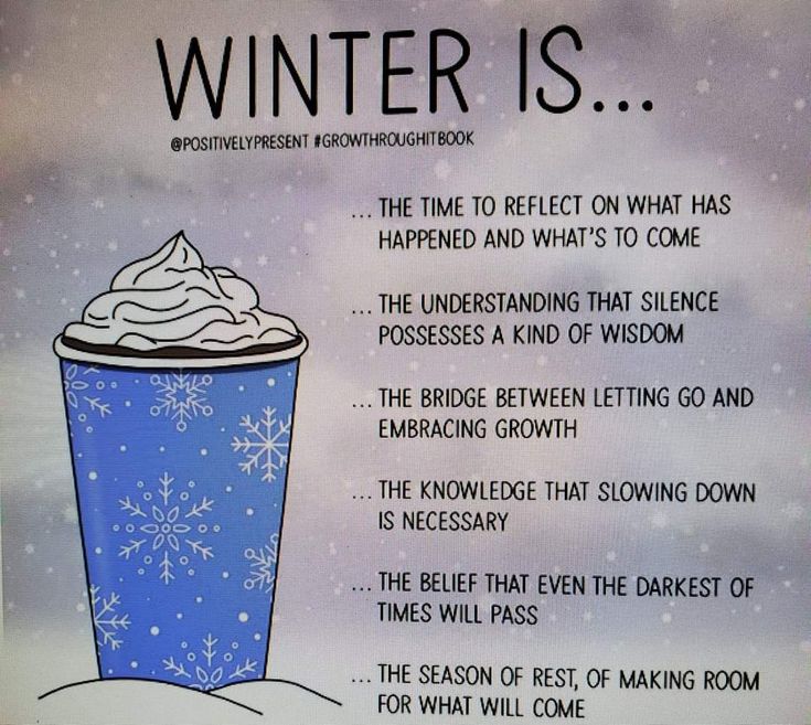 a winter is poem with a blue cup filled with whipped cream