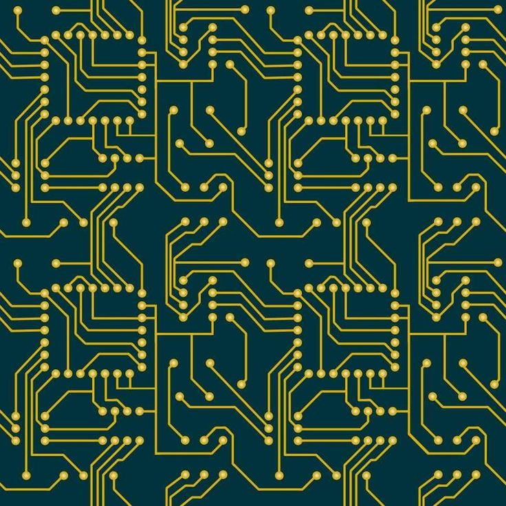 a computer circuit board pattern with yellow dots on green background illustration by person, via flickon