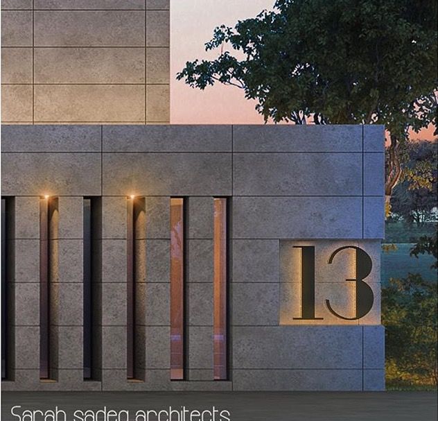 an architectural rendering of a building with the number 13 on it's front wall