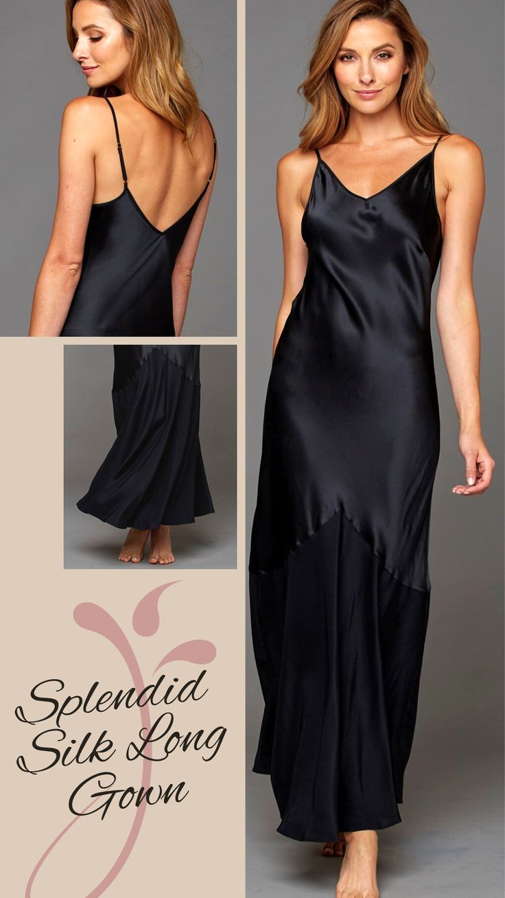 splendid silk Long Gown by Julianna Rae Sleek Silk Gown With Bias Cut, Elegant V-neck Evening Nightgown, Silk Gown With Satin Finish For Night Out, Modal Satin Gown With Bias Cut Floor-length, Silk Dress With Satin Finish For Wedding Night, Elegant Fitted Maxi Dress For Night, Elegant Satin Nightgown, Silk Satin Finish Gown For Wedding Night, Elegant Silk Dress Bias Cut For Wedding Night