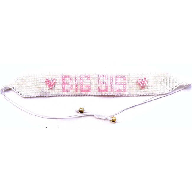 Show your sis some love with our BIG SIS bracelet! The white iridescent background shines with the BIG SIS initials in metallic gold or light pink. Each bracelet also features 3D hearts and an adjustable closure - one size fits most. | Over The Moon Gift | Beaded Bracelets, Big Sis (White, One Size) | Maisonette collects the best children’s products from around the world (unlike Zulily, Etsy, The Tot, Farfetch Kids, Childrensalon, Crate and Kids, Kohls, Wayfair, Buy Buy Baby, Nordstroms, Mini Boden, J.Crew Factory, or PotteryBarn Kids), creating a curated shopping experience for you. Think of us as your shortcut to fashion for litte ones! White Beaded Name Bracelet For Birthday, White Beaded Name Bracelet For Gifts, White Adjustable Friendship Bracelets, Handmade White Bracelets For Birthday, Trendy White Beaded Bracelet For Birthday, White Friendship Bracelets With Round Beads For Party, Cute White Beaded Name Bracelet, Personalized White Bracelets For Party, Adjustable White Beaded Name Bracelet